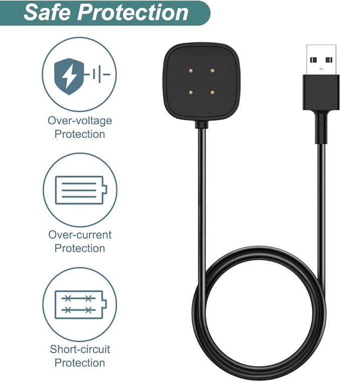 Charger for Fitbit Sense/Sense 2/Versa 3/Versa 4, Replacement Charging Cable Cord Magnetic Dock Stand for Fitbit Sense 1/2, Versa 3/4 Smartwatch