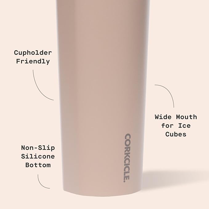 Corkcicle Sport Canteen - Keeps Drinks Cold 25 Hours - Stainless Steel Water Bottle - Triple-Insulated - Spill-Proof - Summer Drinkware Gift - Keeps Drinks Ice Cold - 20 oz - Desert