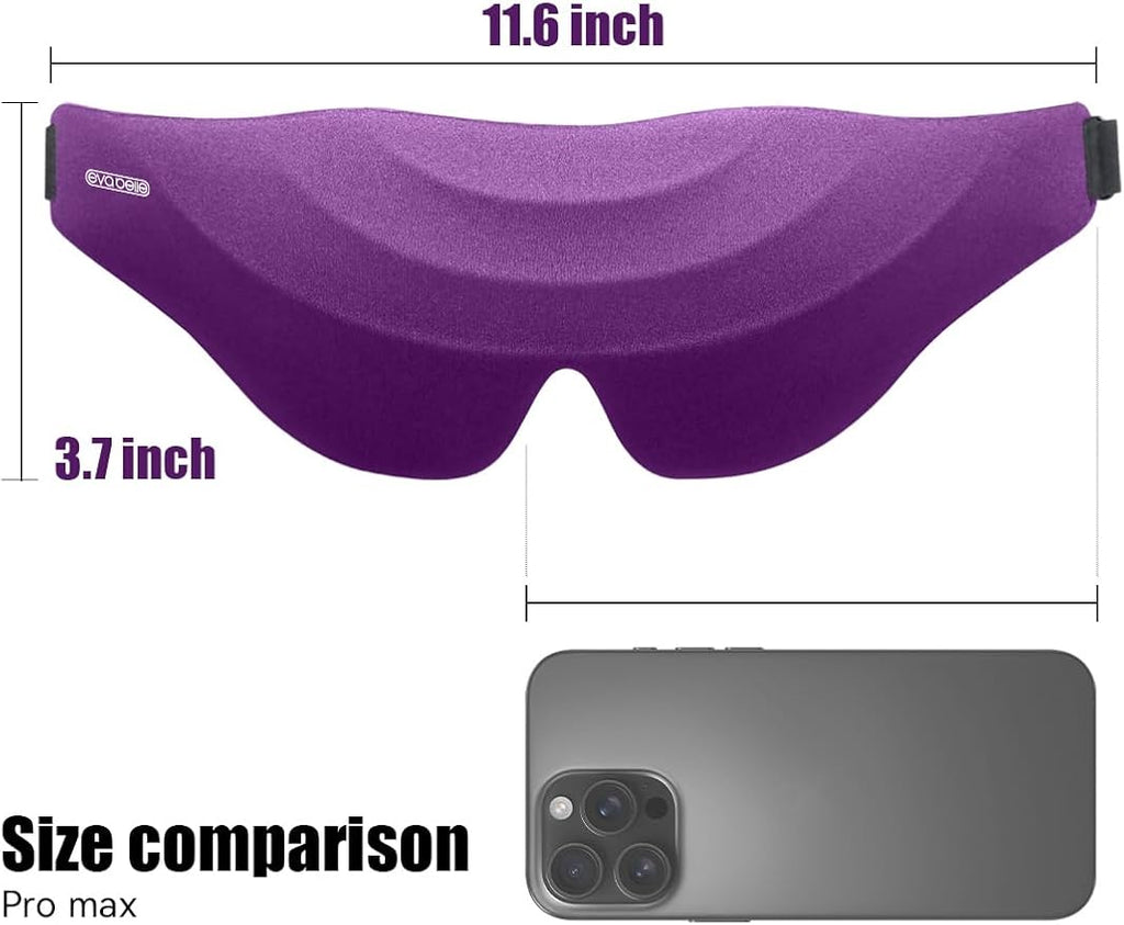 Sleep Eye Mask for Men Women, EVA BELLE Light Blocking Sleeping Mask for Side Sleeper, 3D Contoured Cup Night Blindfold, Lash Extensions 3D Sleeping Mask with Adjustable Strap for Travel, Night & Nap