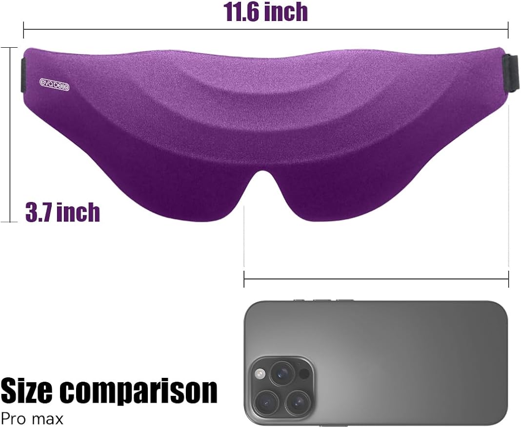 Sleep Eye Mask for Men Women, EVA BELLE Light Blocking Sleeping Mask for Side Sleeper, 3D Contoured Cup Night Blindfold, Lash Extensions 3D Sleeping Mask with Adjustable Strap for Travel, Night & Nap