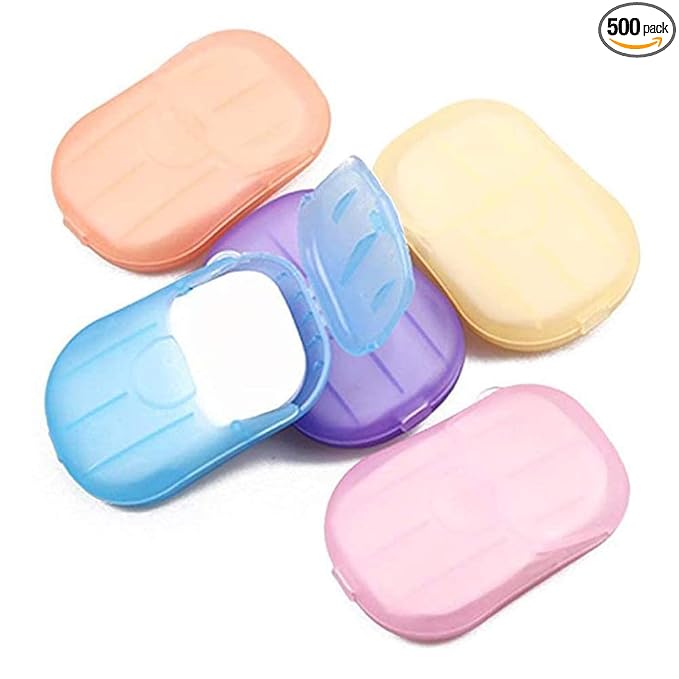 500 Sheets Colorful Disposable Soap Paper 5 Boxes Hand Cleaner Fragrance Mini Color Soap Paper for school Indoor, Outdoor, Travel, Camping Hiking，Paper Soap，Travel Soap,Foot and Hand Care