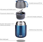 MAXSO Soup Thermo for Hot & Cold Food for Adults Kids, 17 oz Vacuum Insulated Steel Lunch Container Bento Box with Spoon, Leakproof Thermal Food Jar for School Office Travel - Dark Blue