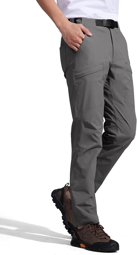 FREE SOLDIER Men's Outdoor Cargo Hiking Pants with Belt Lightweight Waterproof Quick Dry Tactical Pants Nylon Spandex