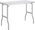 VEVOR Commercial Worktable Workstation 48 x 24 Inch Folding Commercial Prep Table, Heavy-duty Stainless Steel Folding Table with 661 lbs Load, Kitchen Work Table, Silver Stainless Steel Kitchen Island