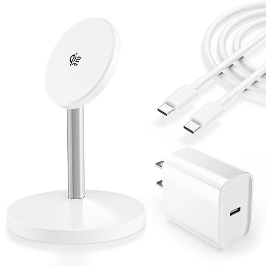 Magnetic Wireless Charging iPhone Stand,Qi2.2 Certified 25W Fast Mag-Safe Charging Stand Station Apple Magnet Wireless Charger with Plug for iPhone 17/17 Pro/Air/16/15/14/13/12 Series,AirPods Pro 3/4