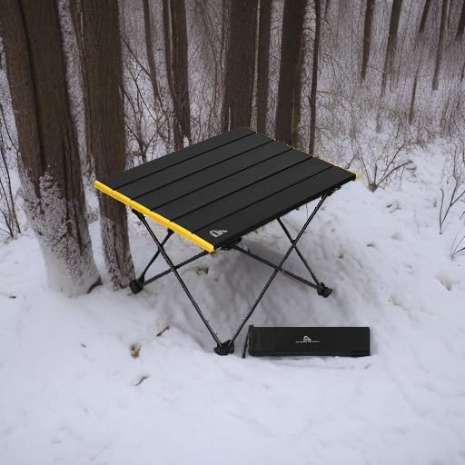 iClimb Ultralight Compact Camping Folding Table with Carry Bag (Black - S)