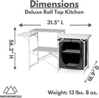 Deluxe Roll Top Kitchen Table for Camping Made with Weather-Resistant Aluminum (by Caddis Sports)