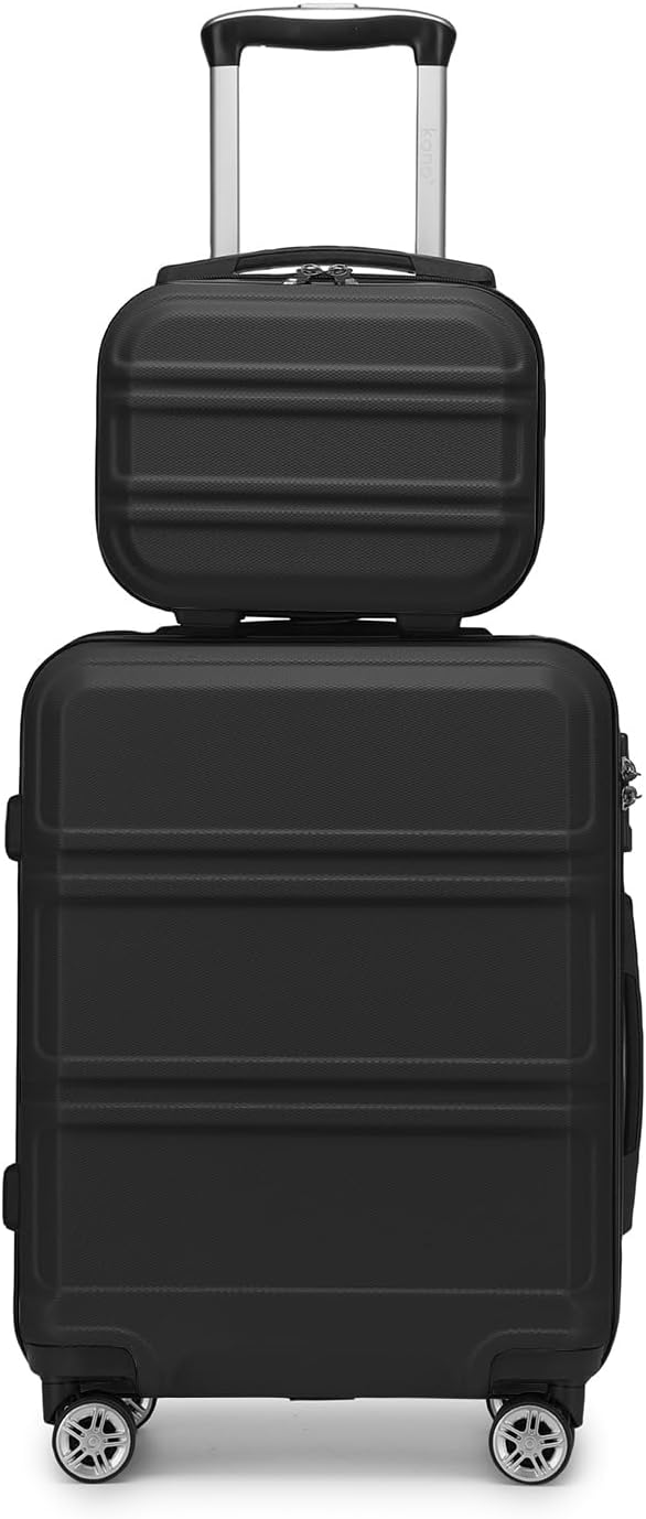 Kono Carry On Luggage Set Lightweight Airline Approved Carry On Suitcase with TSA Lock Spinner Wheels Durable Luggage Hardside Black