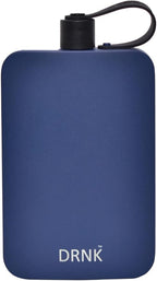 DRNK Stainless Steel Flat Reusable Slim Water Bottle Leak Proof| Non Toxic | BPA Free | Powder Coated | 500ml (Navy)