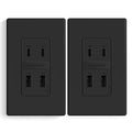 ELEGRP 42W Fast Charge & Power Delivery 4-Port USB Wall Outlet, UL/CUL Listed, 2 Pack, Matte Black