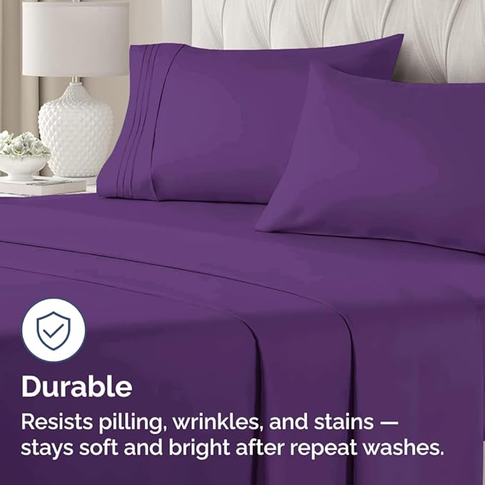 King Standard Pillow Cases Set of 2 - Soft Hotel Quality Pillowcase Covers - Comfy Bedding for Women, Men, Kids & Teens - Machine Washable Pillow Protectors - 2 Piece Set - King Standard Size Purple