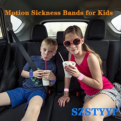Motion Sickness Bands for Kids, Travel Sickness Relief Wristbands, Anti-Nausea Wristbands for Car Sickness(Pink and Blue)