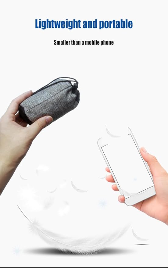 Camping Pillow-Compressible, Ultralight Inflatable,Compact, Comfortable, Ergonomic Inflating Pillows for Neck & Lumbar Support While Camp, Hiking(Grain Blue,with Anti Slip Straps)