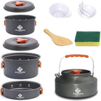 Camping Cookware Mess Kit for Backpacking Gear – Camping Cooking Set - Camping Pots and Pans Set - Camp Kitchen Equipment Accessories Pot