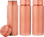 NORMAN JR Copper Water Bottle 400ml - Gift Box of 3, Slim Plain, an Ayurvedic vessel made from pure copper - helps you drink more water, with many health benefits