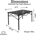 Heavy-Duty Roll-Top Table for Camping - Portable Aluminum-Top Folding Table with Steel Frame by Caddis Sports (Medium)