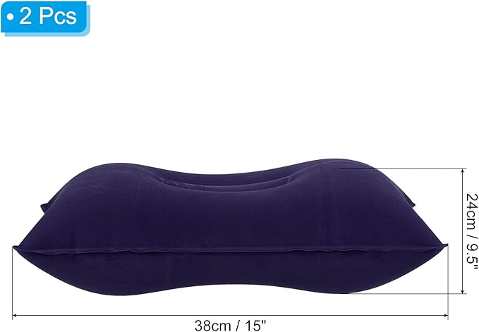 PATIKIL Inflatable Pillow, 2 Pack Squared Ultralight Camping Travel Pillow Desk Rest Neck Support for Hiking Backpacking Office, Dark Purple