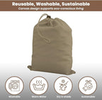 LFH Cotton Rich Shoe Storage Bags with Drawstring, Dustproof Breathable Reusable Organizer, Perfect For Travel, Dorm, Hotel, College, Gym, Easy to Carry, Machine Washable 8"x17" (Pack of 4) - Chambray