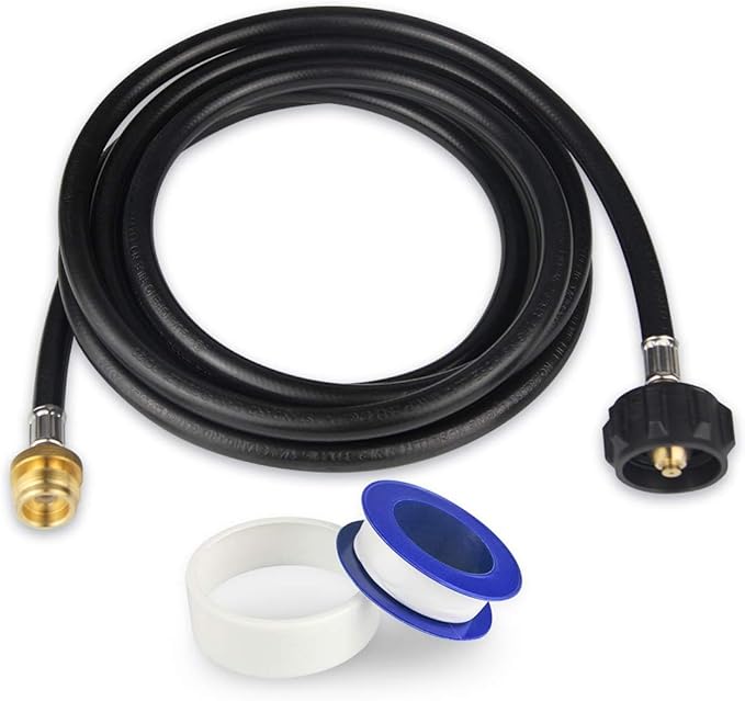 KOMAN 12FT Propane Adapter Hose 1 lb to 20 lb Converter,Converter for Buddy Heaters,Weber Q/Blackstone GriddleGrill,Coleman Camping Stove,1lb Propane Appliances Connect to 20lb Tank,Certified
