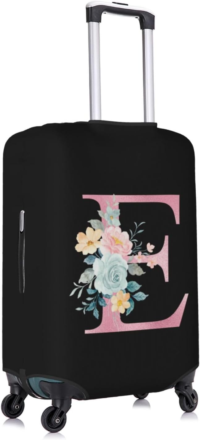 E Alphabet Design Custom Travel Luggage Cover Tag Set TSA Approved Vintage Letter Print Suitcase Protector Men Women (M 22-25 Inch Luggage)