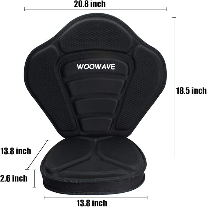 WOOWAVE Kayak Seat Padded Deluxe Paddleboard Seat Adjustable Boat Seat Cushioned Fishing Seat High Back Comfortable Backrest Support for Universal Sit