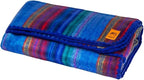 Alpaca Wool Blanket - Queen Size Bed Throw & Warm, Lightweight, Couch or Camp - Outdoor - 87 x 64 Inches (Blue & Purple)