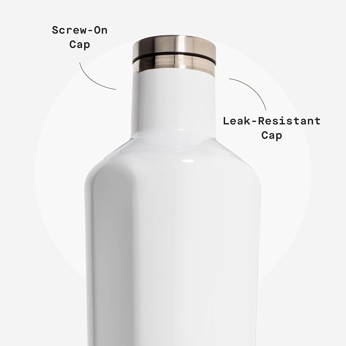 Corkcicle Classic Canteen Insulated Water Bottle - Stainless Steel Reusable Tumbler - Triple Insulated - Keeps Drinks Cold 25 Hours or Hot 12 Hours - Cupholder Friendly - Gloss White - 25 oz