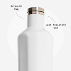 Corkcicle Classic Canteen Insulated Water Bottle - Stainless Steel Reusable Tumbler - Triple Insulated - Keeps Drinks Cold 25 Hours or Hot 12 Hours - Cupholder Friendly - Gloss White - 25 oz