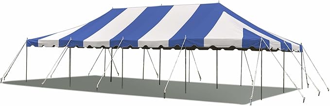 Party Tents Direct 20'x40' Weekender Canopy Pole Tent - Easy Up Canopy Tent with 160 Person Capacity - Outdoor Canopies for Parties, Weddings, & Events (Blue/White Top)