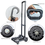 Heavy Duty Folding Hand Truck Portable Sack Trolley Cart for Luggage & Shopping Compact Foldable Utility Cart for Easy Moving (32x25x93cm)