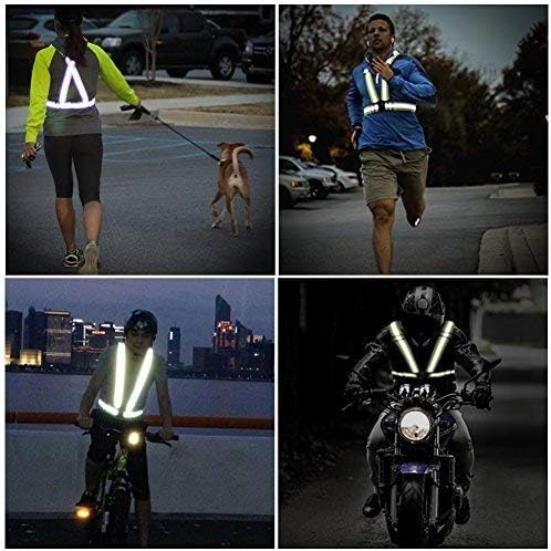 Reflective Vest Running Gear, 2Pack High Visible Safety VES for Cycling Jogging Running Walking, Adjustable for Men Women Kids