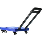 Heavy Duty Folding Hand Truck Cart Portable Foldable Trolley for Outdoor Camping Luggage Moving & Shopping Multifunctional Utility Cart (Blue)