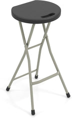 Goplus Folding Stool, Extra Tall 28 inch Foldable Camping Stool for Adults with 550 lb Capacity, Portable Plastic Fold up Stool, Collapsible Round Stool with Handle for Fishing Hiking Gardening