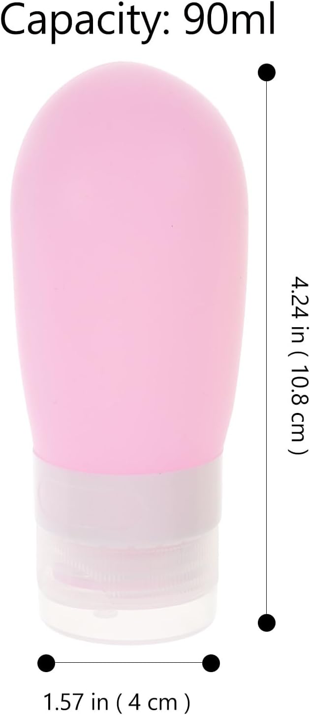 Travel Squeeze Bottles Set of 4-80ml Silicone Toiletry Containers for Travel Shampoo Conditioner Lotion - Portable Leakproof in White Green Blue and Pink for Tsa-approved Hand