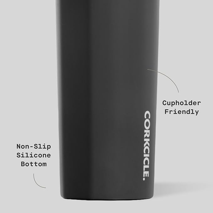 Corkcicle Classic Canteen Insulated Water Bottle - Stainless Steel Reusable Tumbler - Triple Insulated - Keeps Drinks Cold 25 Hours or Hot 12 Hours - Cupholder Friendly - Matte Black - 16 oz