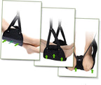 HOMSFOU Portable Travel Footrest Hammock Adjustable Black Foot Sling for Airplane Train Home Office Use Lightweight Compact Design for Long Journeys