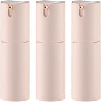 Airless Pump Bottles Travel: Lotion Dispenser for Small Size - Empty Shampoo Containers - Mini Vacuum Jar for Cream - 1 oz Plastic Pink