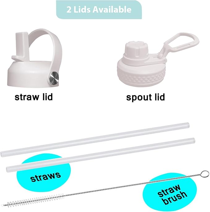 SENDESTAR 32oz Water Bottle Wide Mouth Stainless Steel Vacuum Insulated Double Wall with 2 Straw Lids Fit in Any Car Cup Holder TXIN-32-WV-1