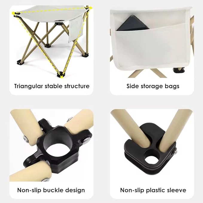 Folding Camping Chair for Small man, Portable Outdoor Backpacking Chair for Hiking, Picnic, Camping, Beach, Ultralight Compact Camping Chair with Carry Bag, 23"D x 14.2"W x 14.2"H (Beige)