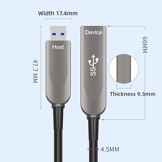 164ft/50m USB Am to Af Fiber Optic Data Cable, 10Gbps Long Distance Data Transfer USB 3.1 Am to Af, for VR, Camera, PC, Laptop, Webcam, Printer, Webcam etc.