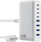 USB C Charger 200W USB C Charger Block,Upgraded GaN III 8-Port Fast Charging Station Hub,PD 65W Laptop Charging Adapter Compatible with MacBook Pro/Air,DELL,Steam Deck,iPhone 16/15/14,Galaxy S23/22