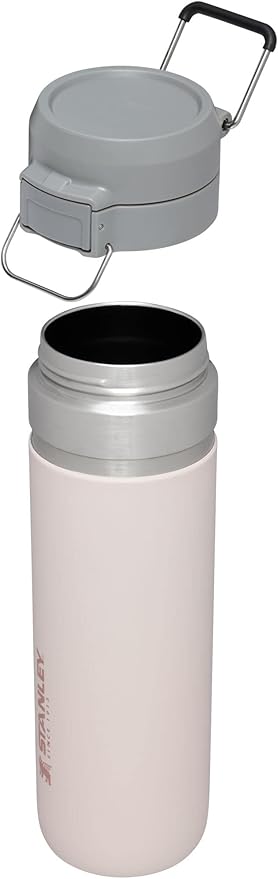 Stanley Quick Flip GO Water Bottle 24 oz | Push Button Lid | Leakproof and Packable for Travel and Sports | Insulated Stainless Steel | BPA-Free | Rose Quartz