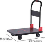 Folding Hand Truck Cart with 360° Swivel Wheels Portable Luggage & Warehouse Cart for Easy Moving Compact Lightweight Black