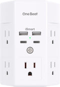 Multi Plug Outlet, Surge Protector, 5 Outlet Extender with 4 USB Charging Ports (2 USB C), USB C Wall Charger, 3-Sided 1800J Power Strip Outlets Splitter Wall Plug Adapter Spaced for Dorm Home Office