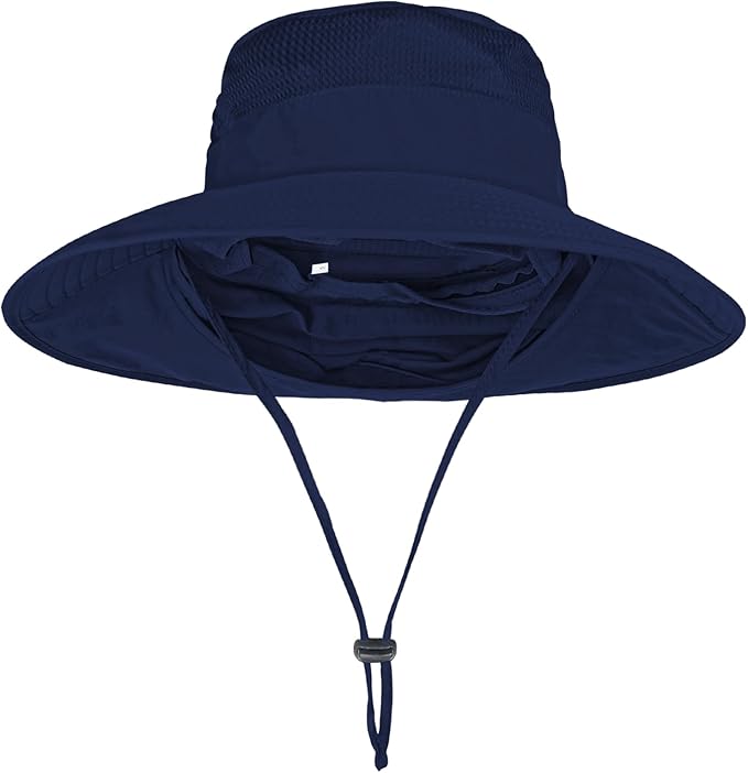 Sun Hats for Men Women Fishing Hat UPF 50+ Breathable Wide Brim Bucket Hats Summer UV Protection Safari Hat with Neck Flap