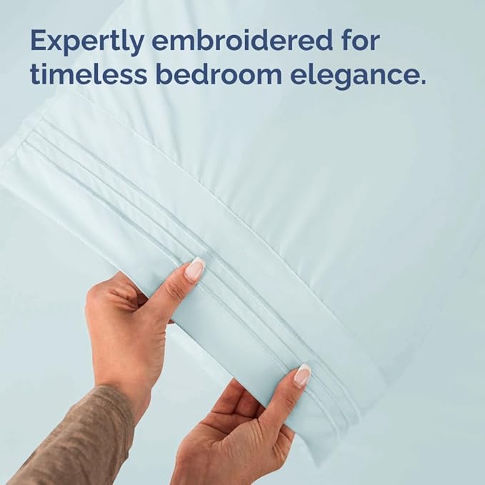 Pillowcases - Ultra Soft Hotel Quality Pillowcase Covers - Comfy, Cozy & Wrinkle Free - Shrinkage and Fade Resistant - Machine Washable Pillow Protectors - (Queen, Ice Blue, 4 Piece Set)