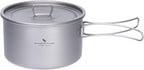 iBasingo 1.8L Titanium Cooking Pot with Lid Camping Cookware with Foldable Handle Outdoor Portable Lightweight Cooking Kit for Backpacking Hiking Picnic Fishing Mountaineering Ti2107C (1 pc)