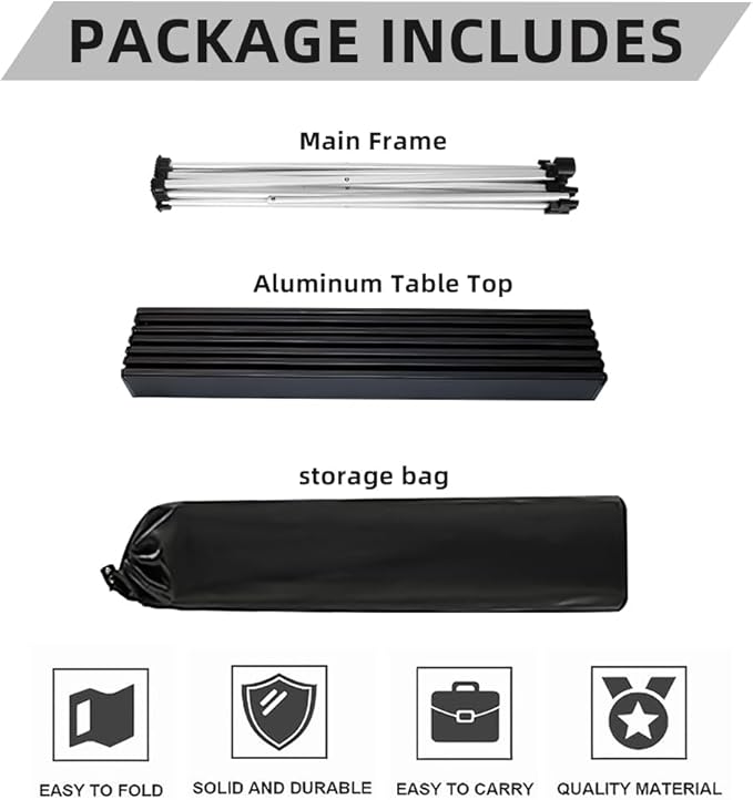 Folding Camping Table Ultralight Aluminum Portable Beach Table with Carry Bag for Camping Hiking BBQ Outdoor Picnic(L)