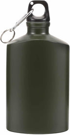 balacoo Camping Canteen, Portable Aluminum Army Water Bottle, Flat Design, 500ml, Ideal for Hiking, Camping, and Outdoor Activities (Random Color)