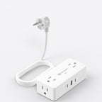 Kakyanill European Travel Plug Adapter, Type E F Plug Adapter, 4 AC Outlets, 3 USB Ports (2 USB C), 5ft Flat Extension Cord, for Germany France Travel